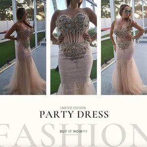 Camille La Vie Champagne Mermaid Corset Dress